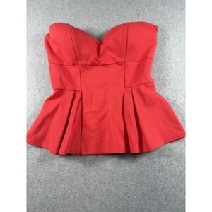 Bebe Vintage Y2K Red Strapless Flared Sweetheart Top Women's Zip Up Bustier Sz M